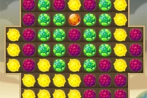 Színes bogyós gyümölcsök geometriai elrendezésben egy fából készült játéktéren