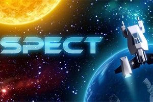 Űrhajó lebeg egy bolygó felett, a háttérben a világűr csillagai és egy nap látható, mellette a SPECT felirat