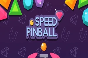 Színes, geometriai formák és az Speed Pinball felirat lila háttér előtt