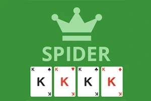 Zöld háttéren egy korona ikon és a SPIDER szó látható, alatta négy király kártyalap