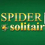 Zöld háttér előtt arany színű Spider Solitaire felirat látható, mellette négy különböző színű játékkártya