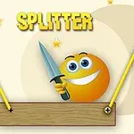 Sárga mosolygós arc kést tart a kezében, háttérben csillagokkal és SPLITTER felirattal