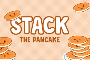 Rajzolt palacsinták arcokkal és Stack the Pancake szöveg egy kockás háttér előtt
