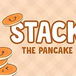 Rajzolt palacsinták arcokkal és Stack the Pancake szöveg egy kockás háttér előtt