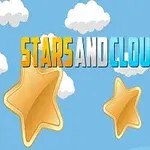 Kék háttér előtt arany csillagok és fehér felhők láthatók a Stars and Clouds felirattal