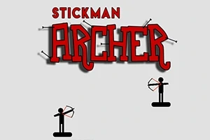 Piros-betűs STICKMAN ARCHER felirat alatt két pálcikaember íjjal