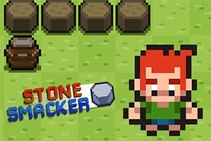 Pixeles grafika egy vörös hajú karakterről zöld mezőn, mellette STONE SMACKER felirattal