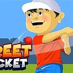 Rajzolt figura ütőt tart, és labdát üt meg, mellette a Street Cricket felirat