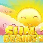 Mosolygó napocska és rózsaszín felhők a Sun Beams 2 felirat felett