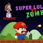 Egy rajzfilmszerű karakter piros sapkában és overallban lánggolyót dob egy zombi felé éjszakai háttérrel, a háttérben pedig egy szőke hajú hercegnő áll egy platformon