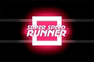 Fehér és piros neon színekben megvilágítva a Super Speed Runner felirat fekete háttér előtt