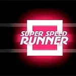 Fehér és piros neon színekben megvilágítva a Super Speed Runner felirat fekete háttér előtt