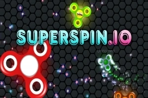 Színes pörgettyűk elszórva sötét hatszögletű mintázaton, középen a SUPERSPIN