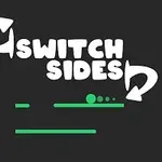 Fehér és zöld grafika fekete háttéren a Switch Sides felirattal, zöld vonalakkal és pontokkal