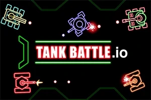 Neonszínű tankok piros lövedékekkel fekete háttér előtt, középen a TANK BATTLE