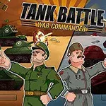 Két katonai parancsnok karikatúrája tankok harcával a háttérben egy sivatagi és havas tájon