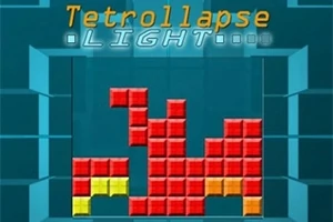 Egy kék háttéren különböző színű, egymásra rakott téglalapok láthatók geometrikus formát alkotva, a tetején pedig a Tetrollapse Light felirat szerepel