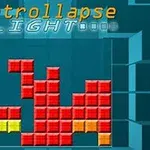 Egy kék háttéren különböző színű, egymásra rakott téglalapok láthatók geometrikus formát alkotva, a tetején pedig a Tetrollapse Light felirat szerepel
