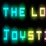 Színes, pixeles betűkkel írt The Lost Joystick felirat fekete háttéren