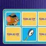 The Tom and Jerry Show: Memory Mischief Egy kék keretben levő táblán öt Tom and Jerry Show felirat és egy detektívkalapot viselő egér képe, valamint egy nagyító