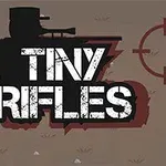 Fegyveres katona sziluettje a Tiny Rifles felirattal és egy céltávcső szimbólummal