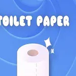 Egy kék háttéren elhelyezett vécépapír tekercs, felette TOILET PAPER felirattal
