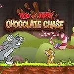 Tom és Jerry üldözés közben egy édességgel teli tájban