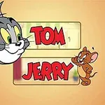 Egy rajzolt macska és egér mosolyognak egymásra, középen pedig a Tom és Jerry feliratok olvashatók piros színben