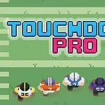 Színes amerikai futballjátékosok pixeles grafikával ellátott pályán, a Touchdown Pro felirattal