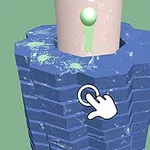 A kép egy kék hatszögletű blokkokból álló tornyot ábrázol, amelyre egy kéz kurzor mutat, miközben egy zöld folyadékcsepp érkezik a torony közepébe felülről