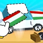 Fehér autó, amelyre piros-fehér-zöld csíkozás kerül, egy kéz mutat rá, és az autót körülvevő alkatrészek láthatók