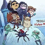 Különféle rajzfilmszerű figurák egy hegy tetején állnak, hátterükben egy kastély, miközben egy pók és kardos zöld lények közelednek