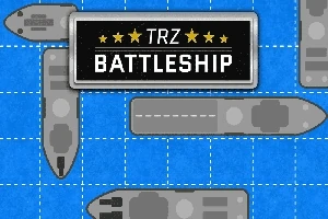 Szürke hadihajók kék rácsos háttér előtt, középen TRZ Battleship felirattal