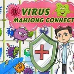 Rajzolt orvos pajzzsal, különböző színű vírusokkal a háttérben