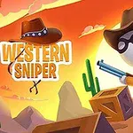 Egy rajzfilmszerű figurát látunk cowboy kalapban és napszemüvegben, aki puskát tart a kezében egy sivatagi környezetben, háttérben kaktuszokkal és ládákkal