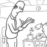 Whack Your Boss Két rajzfilmszerű figura egy irodában, az egyik papírokat ír alá, míg a másik egy asztalnál ül, mögöttük telefon és cserepes növény látható