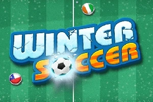 Zöld, focipályát idéző háttér előtt Winter Soccer felirat látható, két oldalon országzászlós labdákkal