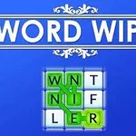 Kék háttéren a WORD WIPE felirat és alatta zöld vonallal összekötött betűk láthatók