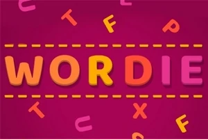 A képen színes, nagy betűk formálják a WORDIE szót, körülötte szórtan kisbetűk láthatók rózsaszín háttéren