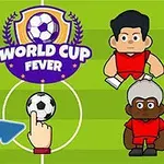 Rajzfilmszerű focisták zöld mezőn, középen egy focilabdával és World Cup Fever felirattal