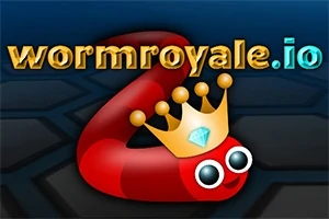 Egy piros kukac királyi koronával, háttérben a wormroyale