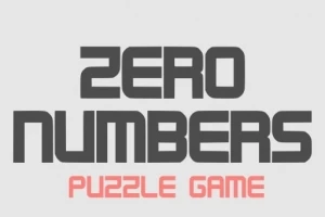 A szürke háttéren fekete Zero Numbers felirat és alatta piros Puzzle Game felirat látható
