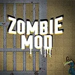 A képen egy zombi-mod logó látható rácsos kapuval és zombifigurával a háttérben