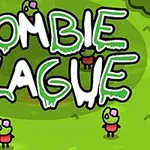 Zöld háttér előtt zombivá változott figurák láthatók nagy Zombie Plague felirattal